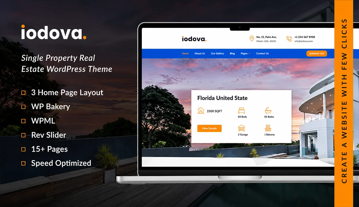 Single Property Real Estate WordPress Theme – Iodova