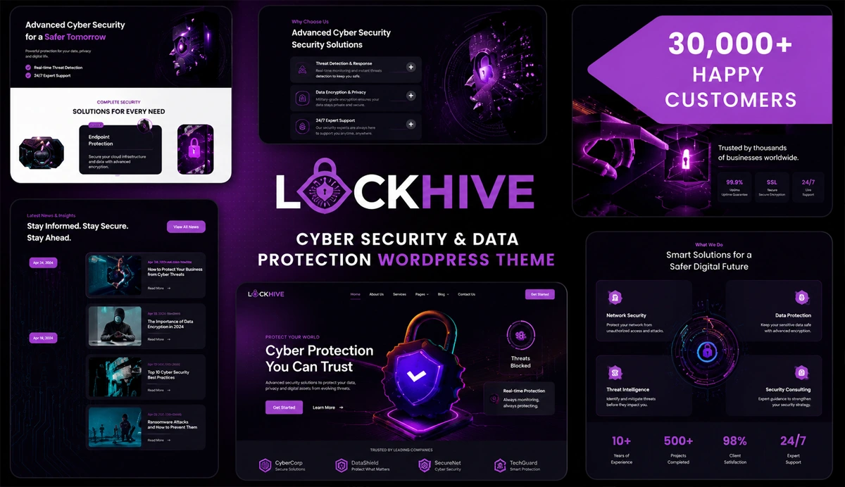 Cyber Security & Data Protection WordPress Theme – Lockhive
