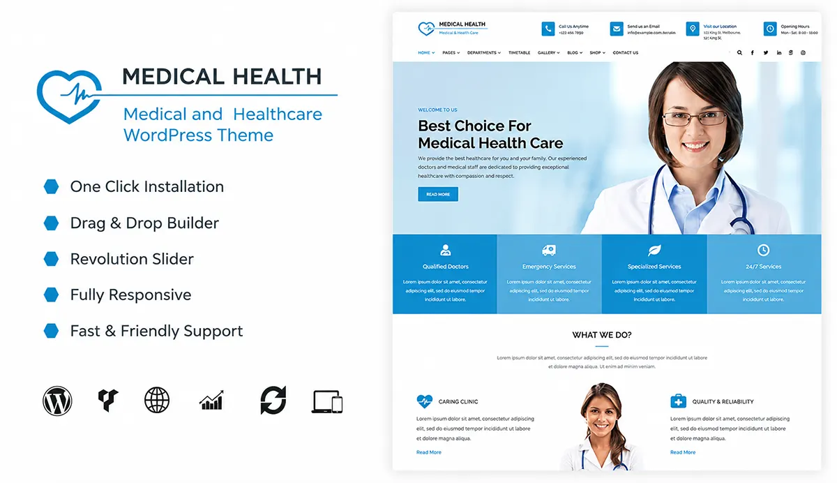 Doctor & Healthcare Clinic WordPress Theme – MedicalHealth