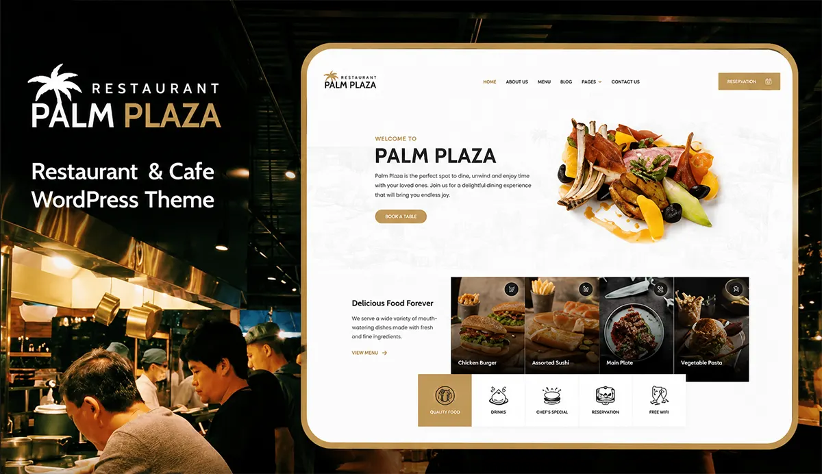 Restaurant & Cafe WordPress Theme – Palmplaza