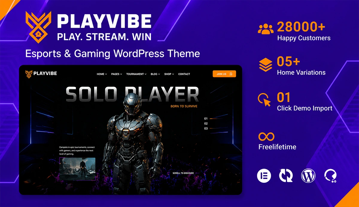 Esports & Gaming WordPress Theme – Playvibe