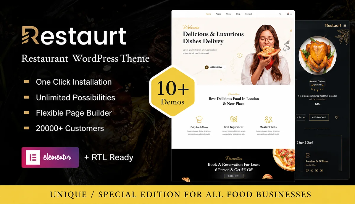 Restaurant, Cafe & Food Ordering WordPress Theme – Restaurt