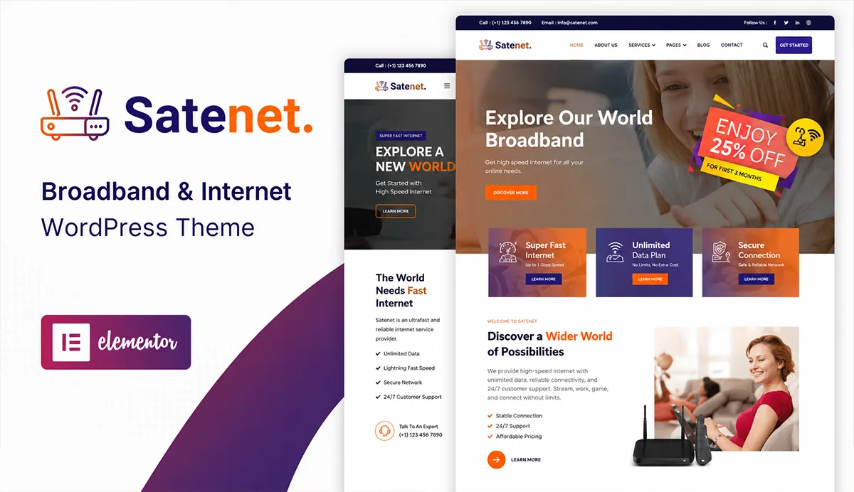 Broadband & Internet WordPress Theme – Satenet