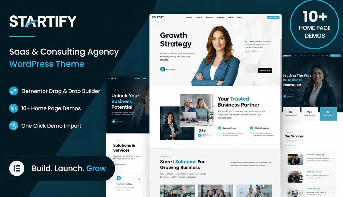 Business & Consulting Agency Elementor WordPress Theme – Startify
