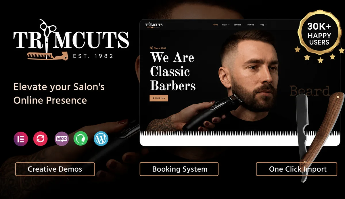 Barber & Hairdressers WordPress Theme for Salons – Trimcuts