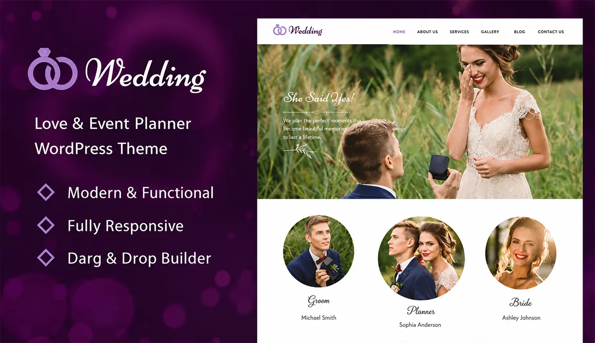 Engagement & Wedding Planner WordPress Theme – Wedding