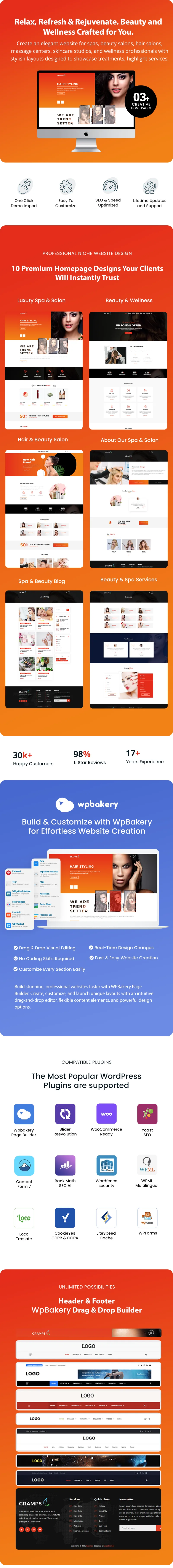 spa salon website homepage design