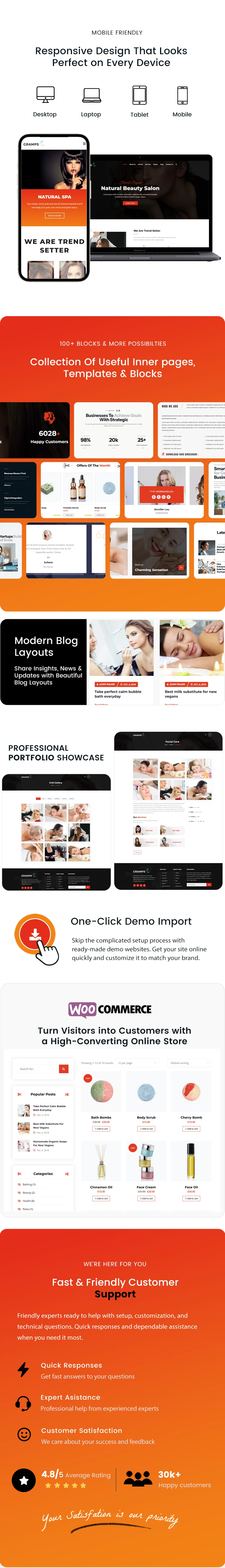 beauty salon wordpress theme features