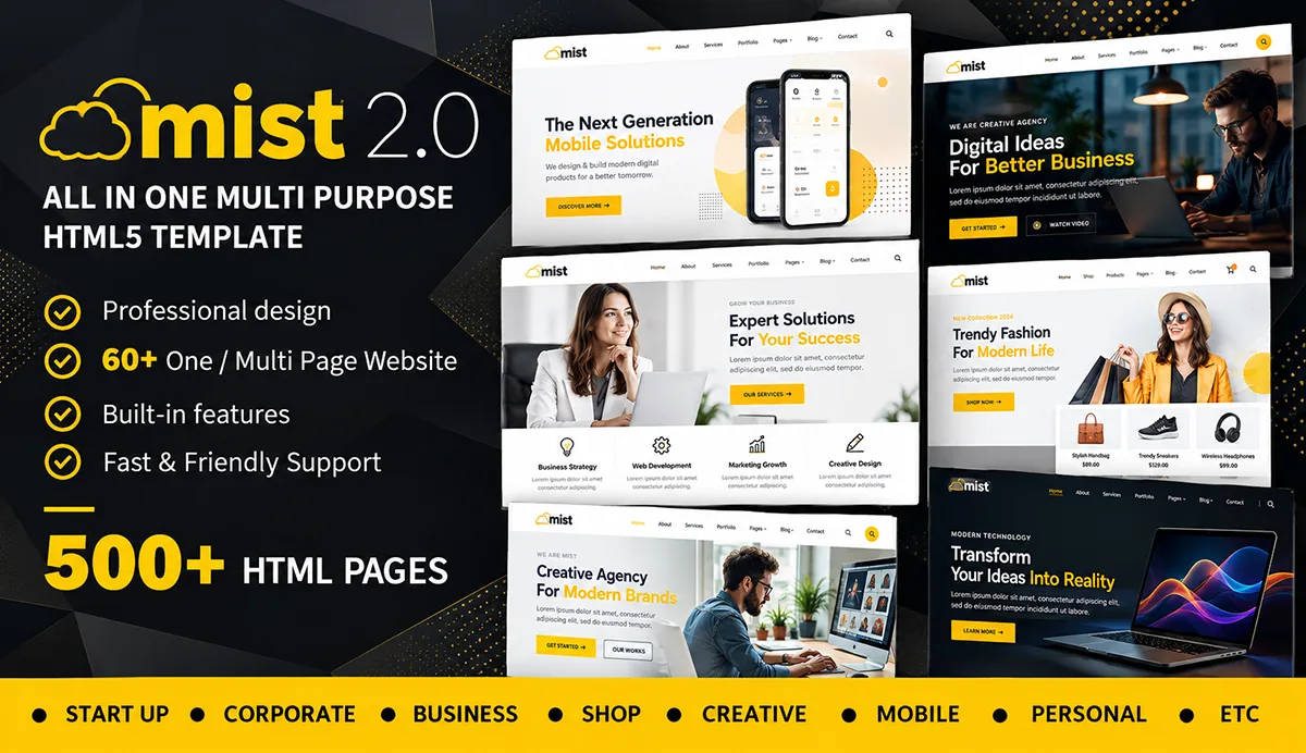 Multi-Purpose HTML5 Responsive Template – Mist